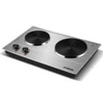 thumbnail image 1 of Cusimax 1800W Double Hot Plate, Stainless Countertop Burner, Silver Portable Electric Cooktop, CMHP-C180, 1 of 9