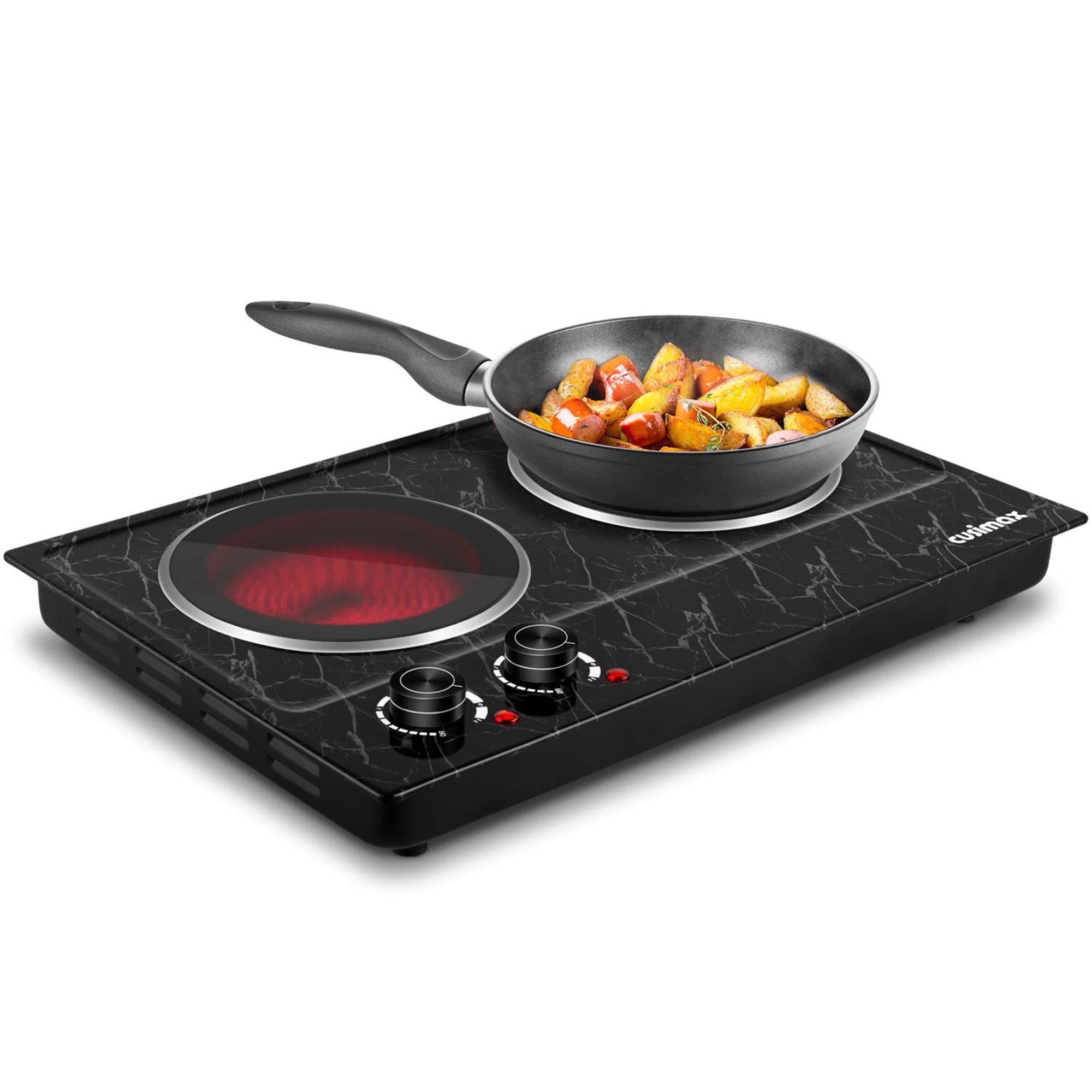 Cusimax 1800W Hot Plate Black Marble Ceramic Cooktop Dual Infrared Burner -  Walmart.com