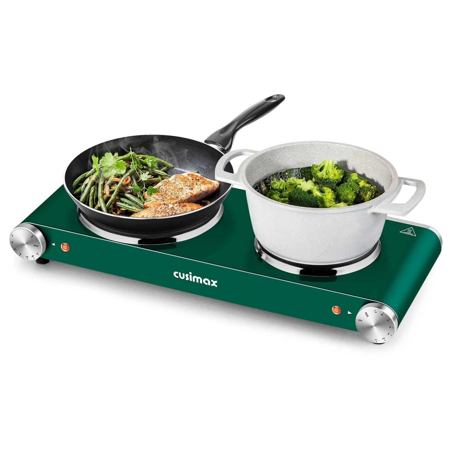 Cusimax 1800W Portable Electric Stove, Dual Burner, Stainless