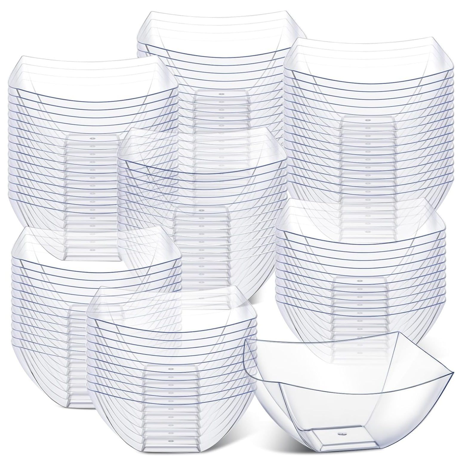Cusimax Shop 100 Pcs Square Clear Plastic Bowls 8 oz Plastic Serving