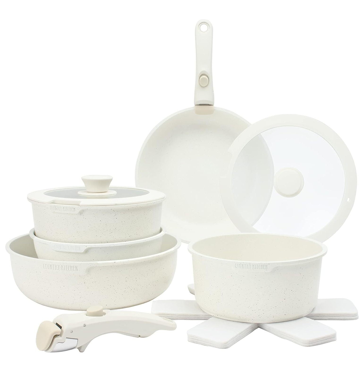 Cusimax Shop 13 Piece Pots and Pans Set Safe Nonstick Kitchen Cookware with Removable Handle