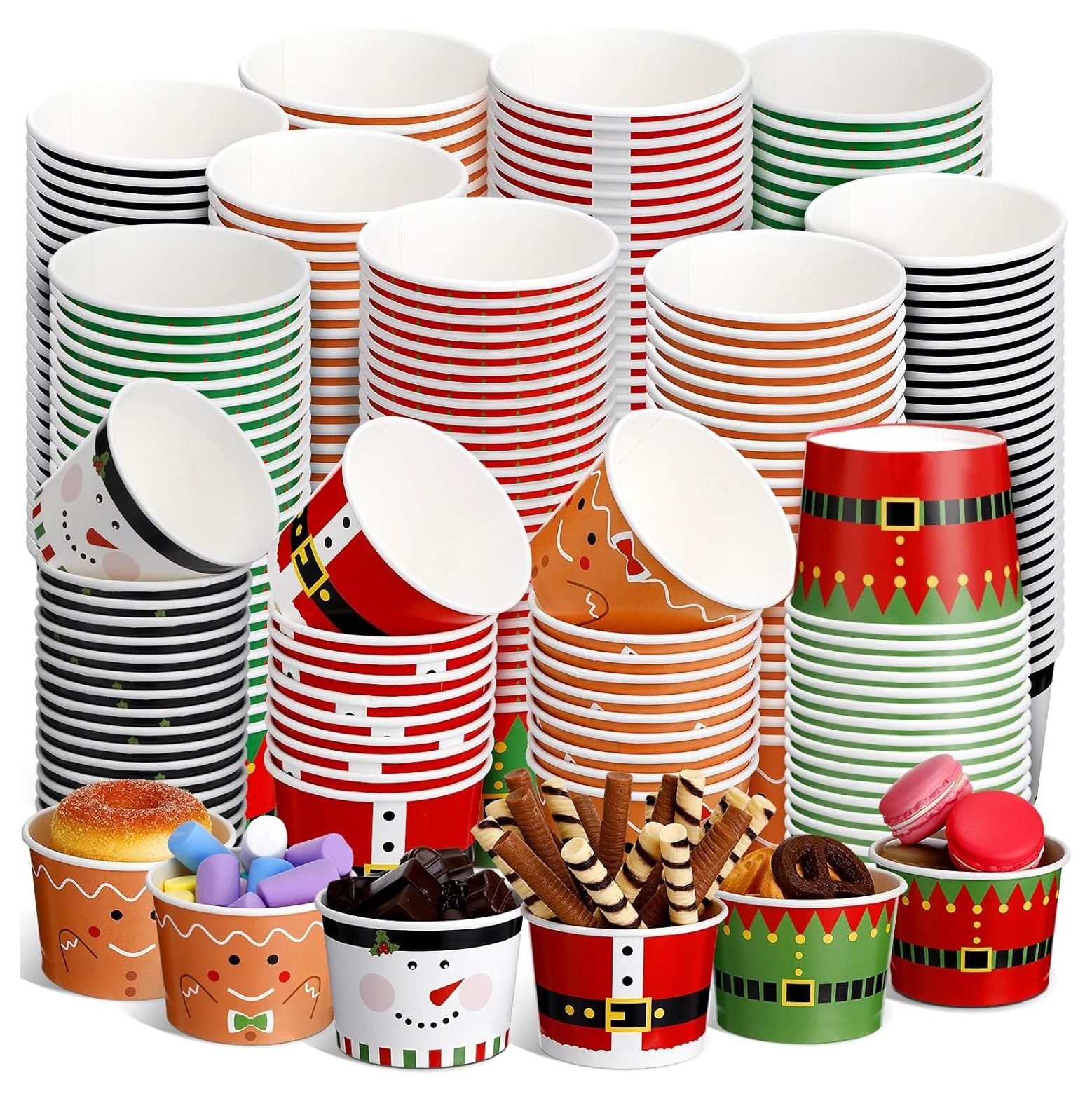 Cusimax Shop 240 Pcs Christmas Small Snack Bowls Paper Snack Cups for
