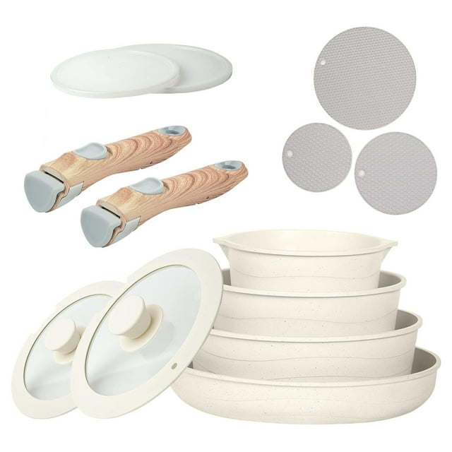 Cusimax Shop Pots and Pans Set Nonstick, Detachable Handle Cookware Sets, Stackable Induction
