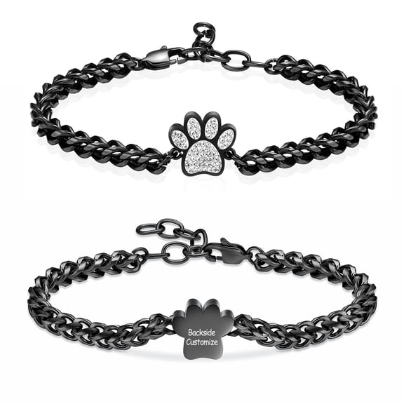 Cusotmize 15-25cm Adjustable Paw Urn Locket Pet Funeral Urn Bracelet for Dog Cat Ashes Holder Stainless Steel Chain Link Women's Bracelet Cremation Jewellery Urn Bracelet for Ashes