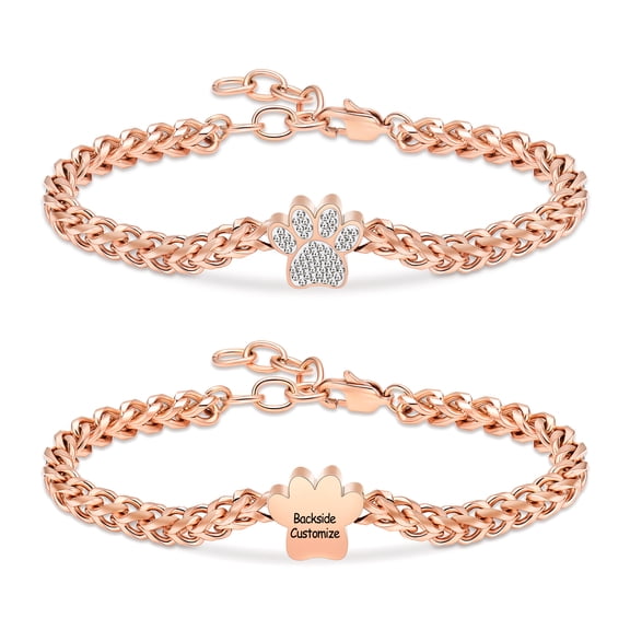 Cusotmize 15-25cm Adjustable Paw Urn Locket Pet Funeral Urn Bracelet for Dog Cat Ashes Holder Stainless Steel Chain Link Women's Bracelet Cremation Jewellery Urn Bracelet for Ashes