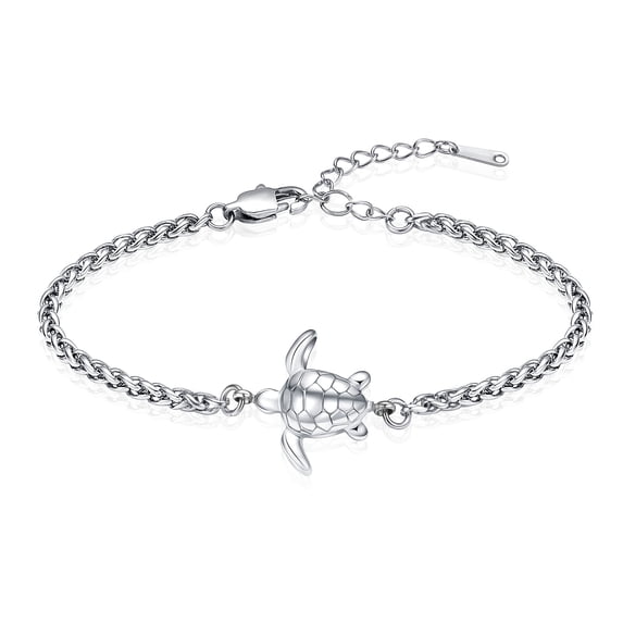 Cusotmize 20-24cm Adjustable Sea Turtle Urn Locket Funeral Urn Bracelet for Pet Human Ashes Holder Stainless Steel Chain Link Women's Bracelet Cremation Jewellery Urn Bracelet for Ashes
