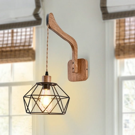 Cusp Barn 1-Light Wall Mounted Wall Sconces, Swing Arm Wall Lamp, Vintage Light Fixture with Cord for Bedroom Foryer