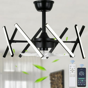 Cusp Barn 18 Inch Modern Ceiling Fan with Lights and APP Control, Smart Dimmable LED Light Fixture, 6 Speeds Reversible Ceiling Fan for Bedroom