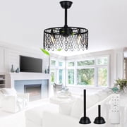 Cusp Barn 19 inch Black Industrial Bladeless Caged Ceiling Fans with Light and Remote Control