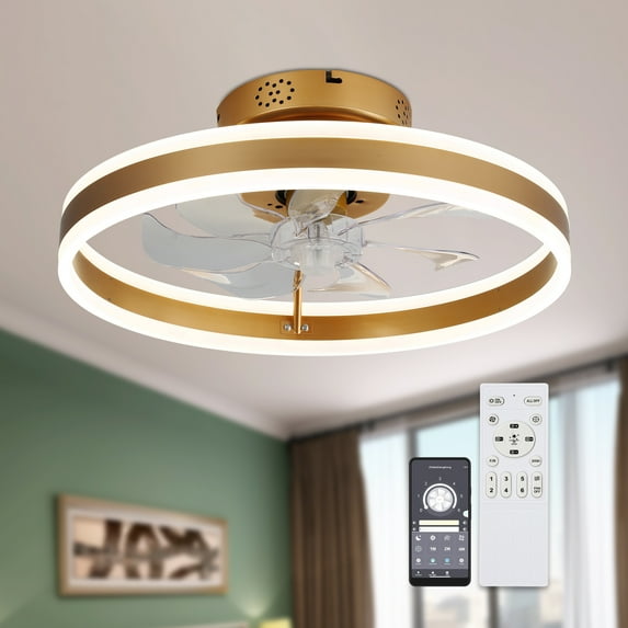 Cusp Barn 20-In Modern Ceiling Fan with Lights and Smart APP Control, Flush Mount Low Profile Ceiling Fan, 6 Speeds, Reversible, 3 Color LED Dimmable Ceiling Light for Bedroom