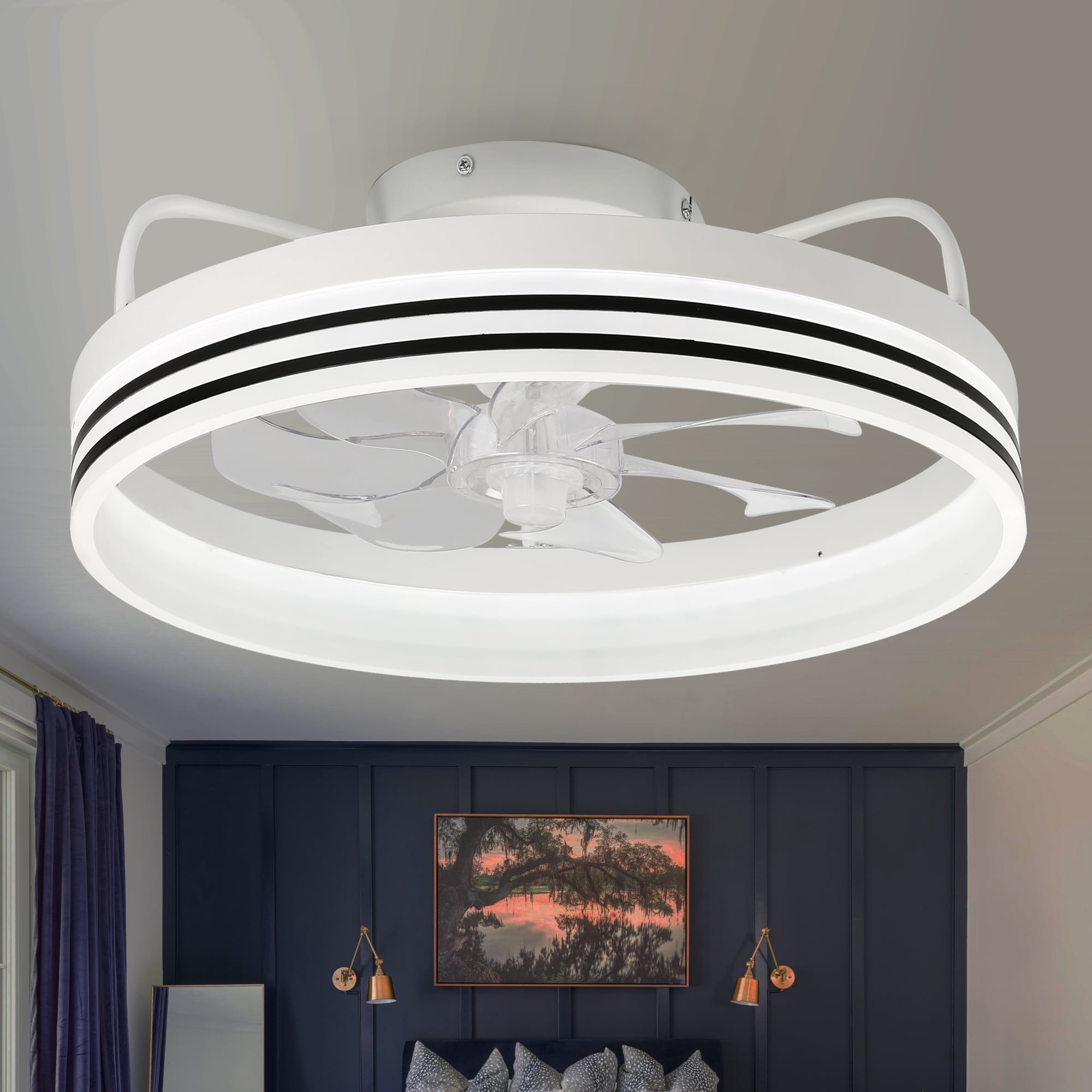 Cusp Barn 20 in. White Modern Ceiling Fan with APP Remote Control, DC ...