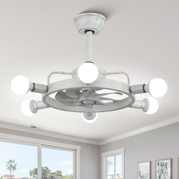 Cusp Barn 21" Modern Ceiling Fan with Light and Remote Control,DC Motor Ceiling Fan with Reversible Blades, 6 Speed Fan or Patio Bedroom Living Room