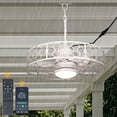 thumbnail image 1 of Cusp Barn 23" Outdoor Compact Distressed White Portable Ceiling Fan with Remote and Lights, Ceiling Fan for Courtyard, 1 of 9