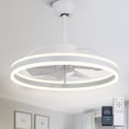 thumbnail image 1 of Cusp Barn 24" White Modern LED Chandelier Ceiling Fans with Light and APP Control, 6 Speed Bladeless, 1 of 11
