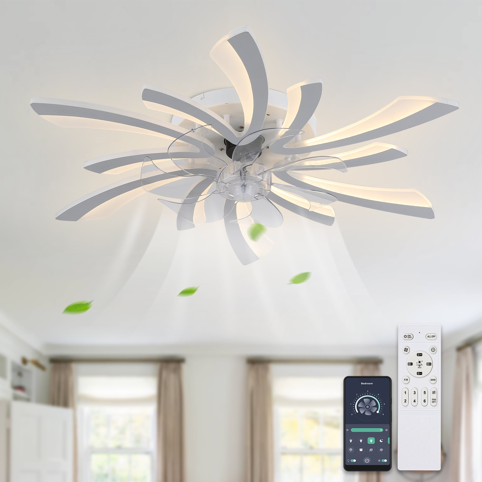 Cusp Barn 30 Inch Modern Ceiling Fan with Lights and Remote Control ...