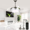 thumbnail image 1 of Cusp Barn 36" Chrome Modern Retractable Ceiling Fan with Dimmable LED Lights and Remote Control, 6 Speeds DC Motor Fandelier Ceiling Fan, 1 of 12