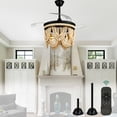 thumbnail image 1 of Cusp Barn 42 inch Black Boho Retractable Ceiling Fan with Light, 3-Blade Silent DC Motor Wooden Beads Fandelier Ceiling Fan, 1 of 12