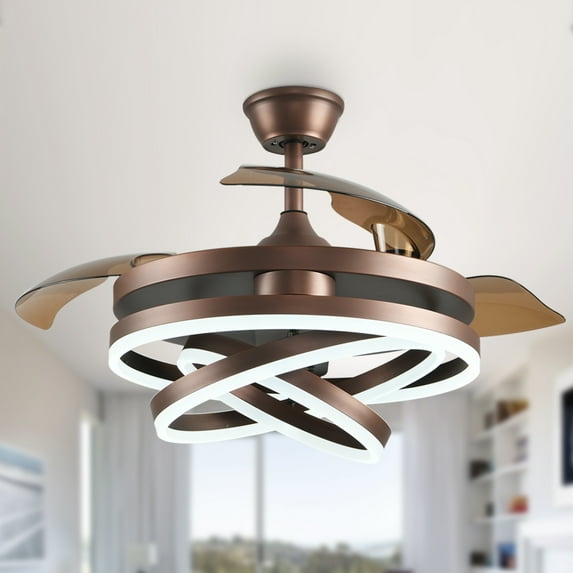 Cusp Barn 42" LED Retractable 3-Blade Ceiling Fan with Remote Control and Light Kit Included