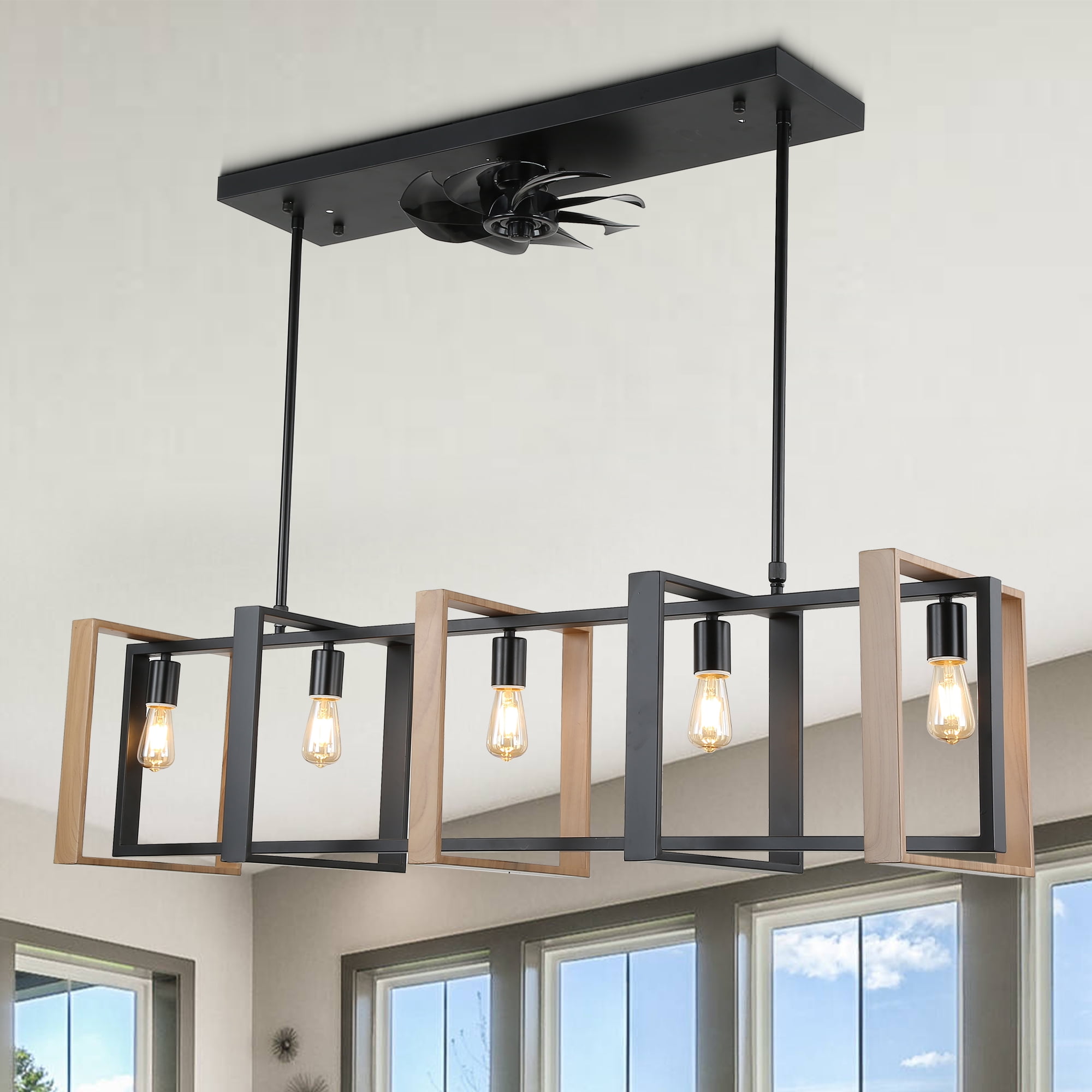 Cusp Barn 47 Inch Modern Ceiling Fan, Kitchen Island, Rustic Cube