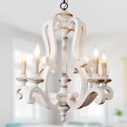 Cusp Barn 5-Light Farmhouse Chandeliers Wood Kitchen Island Lighting  for Dining Room