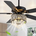 thumbnail image 1 of Cusp Barn 52 inch Modern Black Crystal Ceiling Fan with Light and Remote Control, DC Motor 6-Speed Reversible Ceiling Fan, 1 of 12