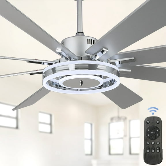 Cusp Barn 72 Inch Indoor Ceiling Fan with Dimmable LED Lights and Remote, 6 Speeds Reversible Ceiling Fan, for Office and Large Indoor Room