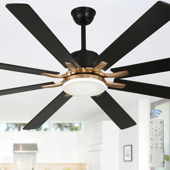 Cusp Barn 72 Inch Indoor Ceiling Fan with Dimmable LED Lights and Remote, 6 Speeds Reversible Ceiling Fan, for Office and Large Indoor Room