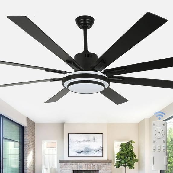 Cusp Barn 72 Inch Indoor Ceiling Fan with Lights and Remote Control, 6 Speeds Reversible DC Motor Large Ceiling Fans for Bedroom