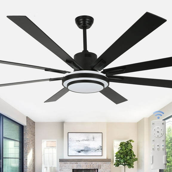 Cusp Barn 72 Inch Indoor Ceiling Fan with Lights and Remote Control, 6 Speeds Reversible DC Motor Large Ceiling Fans for Bedroom