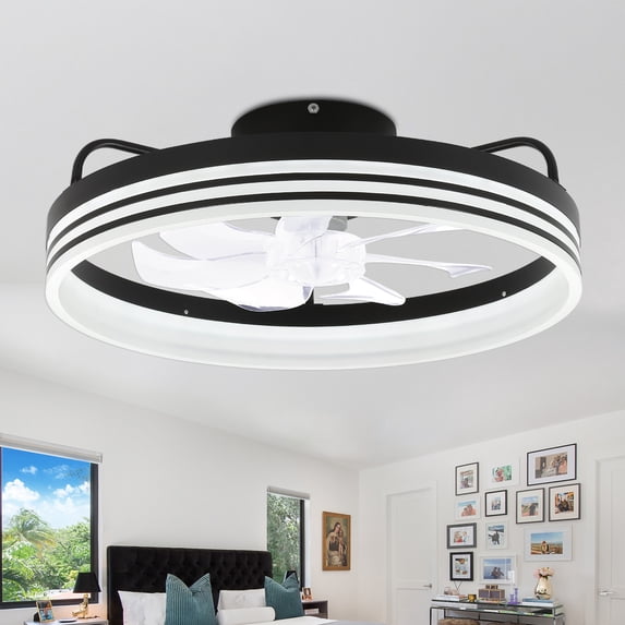 Cusp Barn 20 Inch Modern Smart Dimmable Flush Mount Ceiling Fan with Lights and Remote