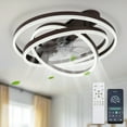 thumbnail image 1 of Cusp Barn Modern 24-In Modern DIY Shape Ceiling Fan with Lights, Low Profile Flush Mount DC Motor Dimmable LED Ceiling Light for Living Room, 1 of 10