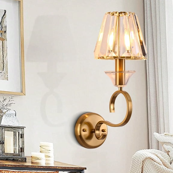 Cusp Barn Modern Crystal Wall Sconces, Vintage Wall Mounted Lamp, Indoor 1-Light Wall Lamp for Hallway