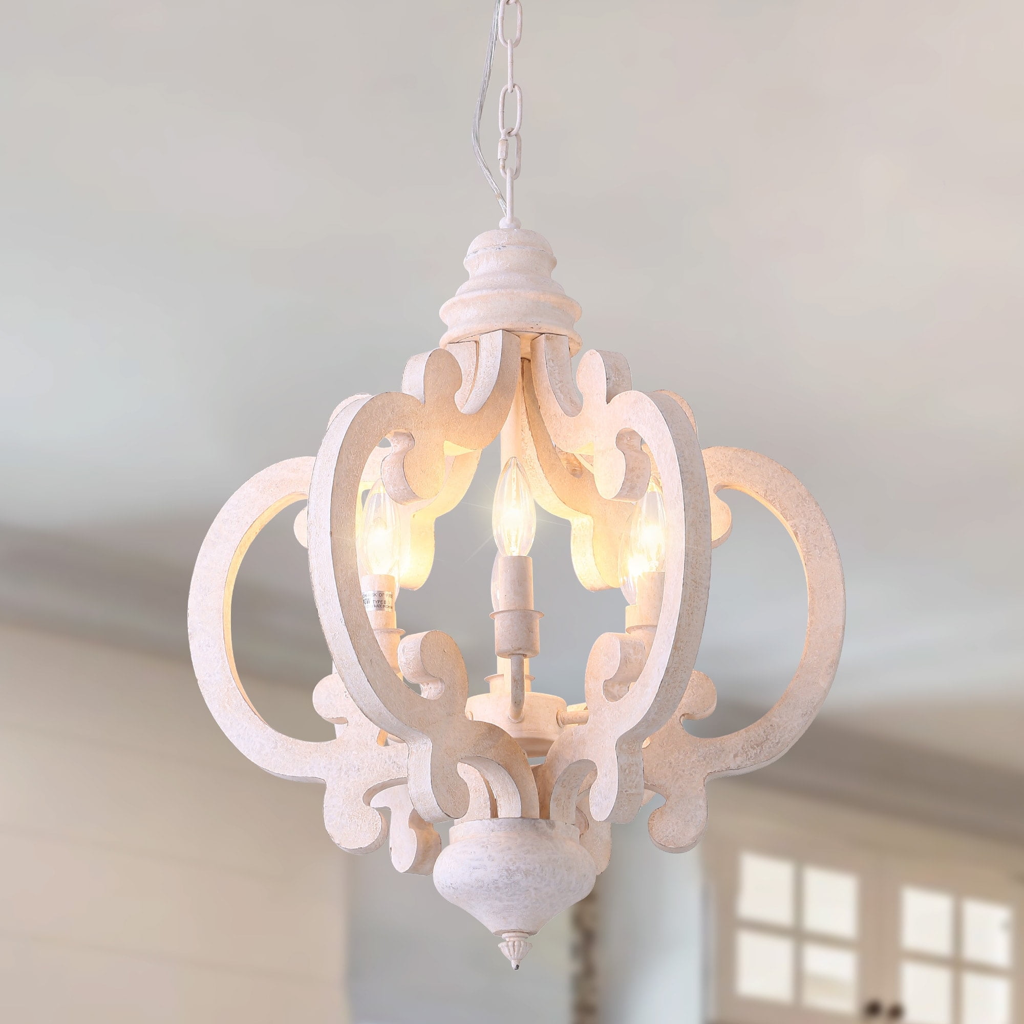 Cusp Barn Modern Farmhouse 6-Light Wood Chandelier Cottage Chic Pendant ...