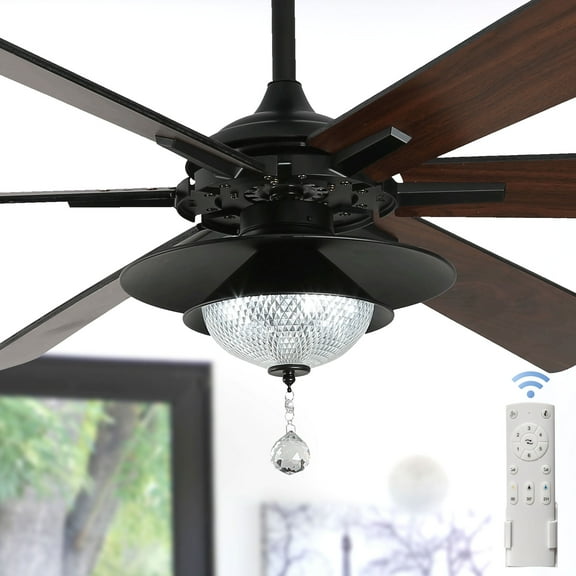 Cusp Barn 72" Indoor Ceiling Fan with LED Light, 8 Blades, 3 Color Temperatures, Quiet DC Motor, Remote Control, Ideal for Large Rooms