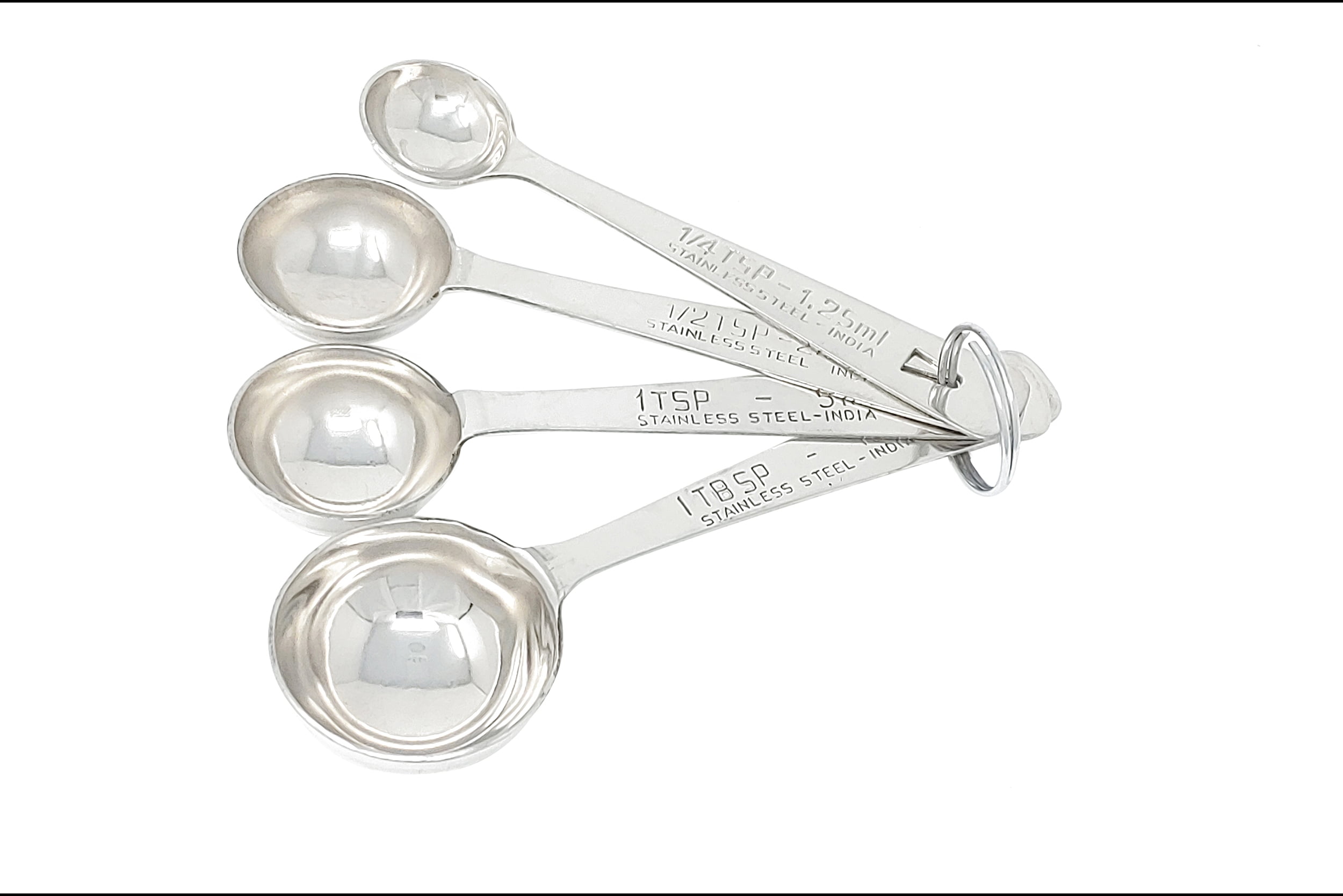 Cussientials Set of 4 Stainless Steel Measuring Spoons Sizes 1/4 tsp, 1/2 tsp, 1 tsp, 1 Tbsp Kitchen Tool Heavy Duty Gadget
