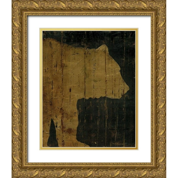 Cusson, Marie Elaine 12x14 Gold Ornate Wood Framed with Double Matting Museum Art Print Titled - Rustic Lodge Animals Bear