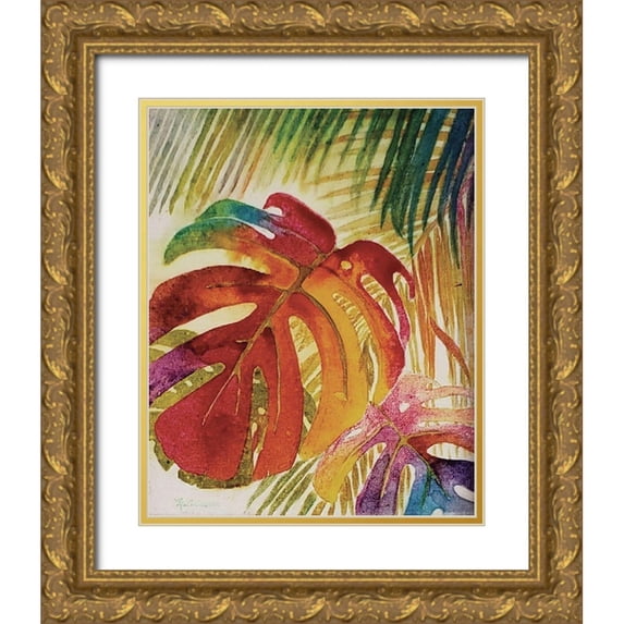 Cusson, Marie Elaine 12x14 Gold Ornate Wood Framed with Double Matting Museum Art Print Titled - Tropic Botanicals IV