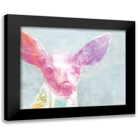 Cusson, Marie Elaine 14x12 Black Modern Framed Museum Art Print Titled - Portrait of a Fawn rainbow