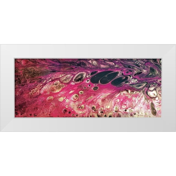 Cusson, Marie Elaine 14x8 White Modern Wood Framed Museum Art Print Titled - Lava Dance panel II