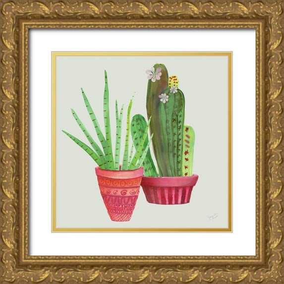 Cusson, Marie Elaine 15x15 Gold Ornate Wood Framed with Double Matting Museum Art Print Titled - Succulent Symphony IV clean