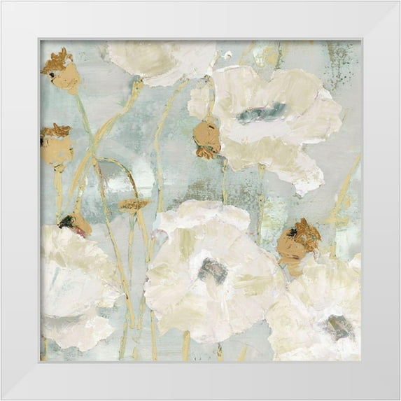 Cusson, Marie Elaine 15x15 White Modern Wood Framed Museum Art Print Titled - Poppies in the Wind Cream square