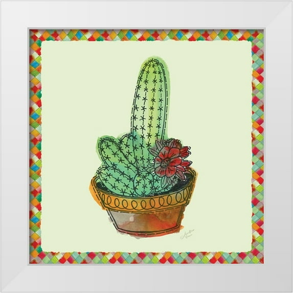 Cusson, Marie Elaine 15x15 White Modern Wood Framed Museum Art Print Titled - Rainbow Cactus III