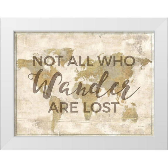 Cusson, Marie Elaine 18x15 White Modern Wood Framed Museum Art Print Titled - Rustic World Map Cream-Wander