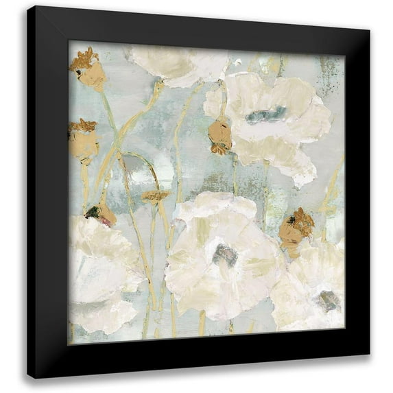 Cusson, Marie Elaine 20x20 Black Modern Framed Museum Art Print Titled - Poppies in the Wind Cream square