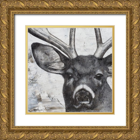 Cusson, Marie Elaine 20x20 Gold Ornate Wood Framed with Double Matting Museum Art Print Titled - Deer Portrait