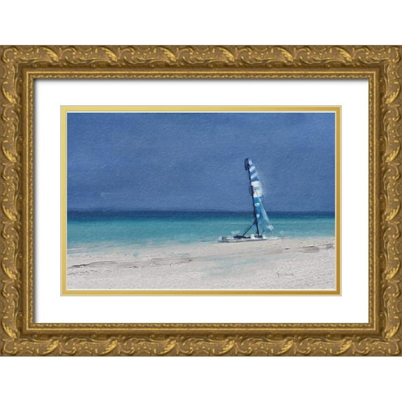 Cusson, Marie Elaine 24x17 Gold Ornate Wood Framed with Double Matting Museum Art Print Titled - Beach Shore XI