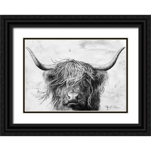 Cusson, Marie Elaine 24x18 Black Ornate Wood Framed with Double Matting Museum Art Print Titled - Highland in the Wind II