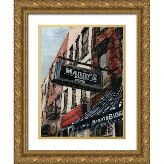 Cusson, Marie Elaine 25x32 Gold Ornate Wood Framed with Double Matting Museum Art Print Titled - New York Neighborhood II