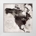 thumbnail image 1 of Cusson, Marie-Elaine 26x26 White Modern Wood Framed Museum Art Print Titled - World Map Black and White IV-North America, 1 of 4