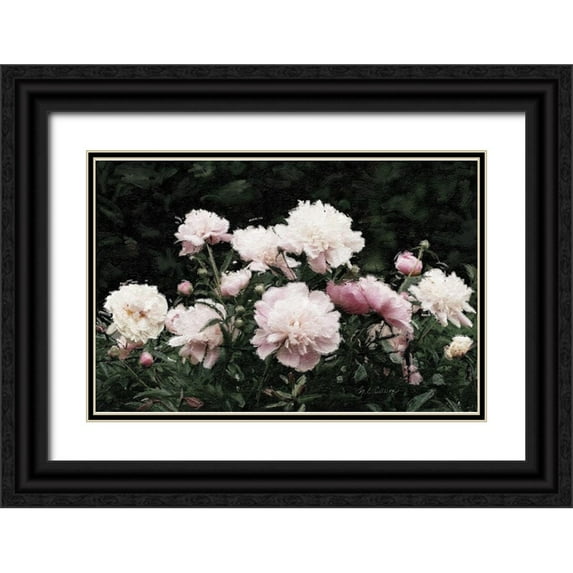 Cusson, Marie Elaine 32x22 Black Ornate Wood Framed with Double Matting Museum Art Print Titled - Peony Poetry II